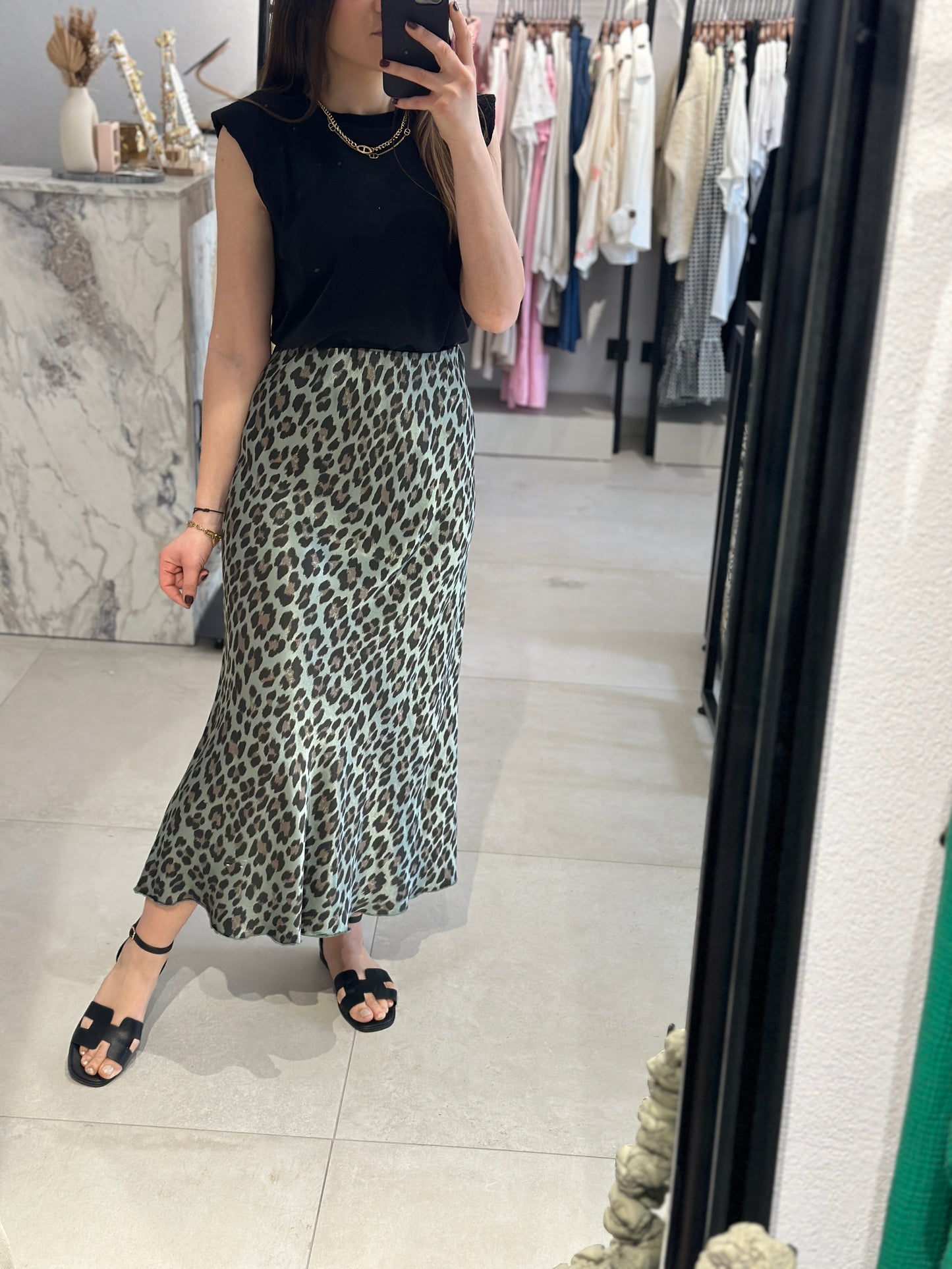 SATIN ROCK MIT LEO-PRINT