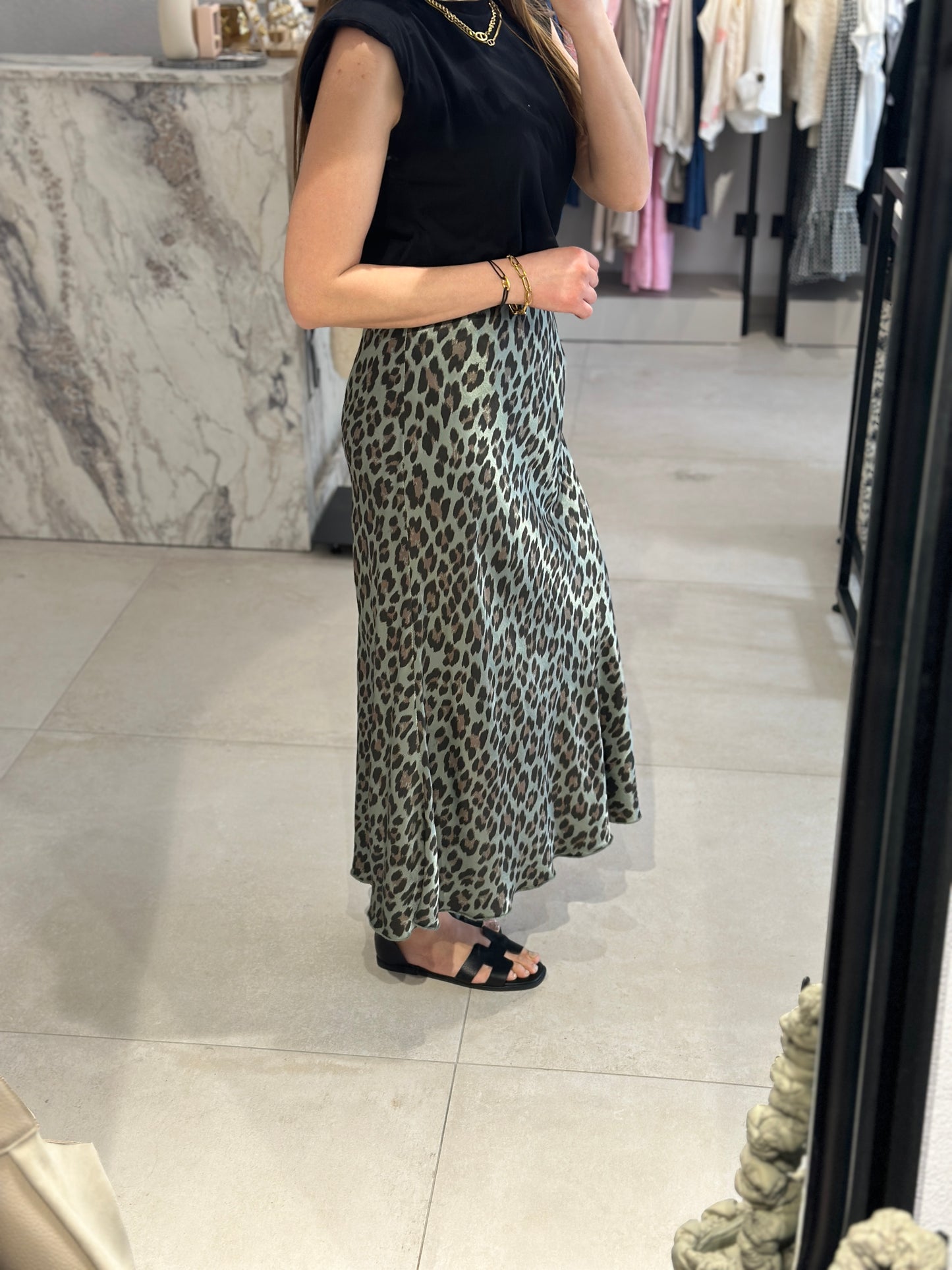 SATIN ROCK MIT LEO-PRINT