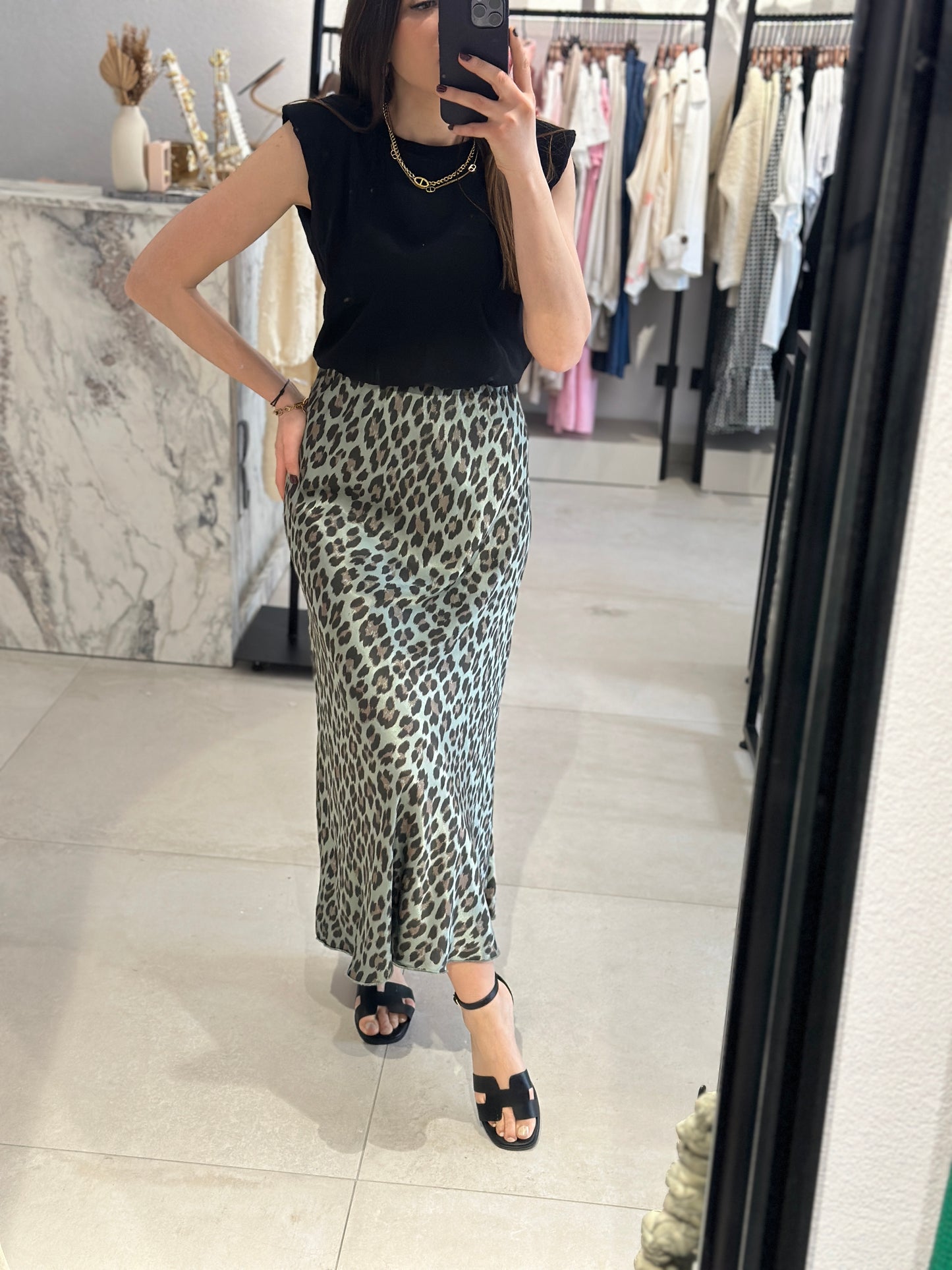 SATIN ROCK MIT LEO-PRINT