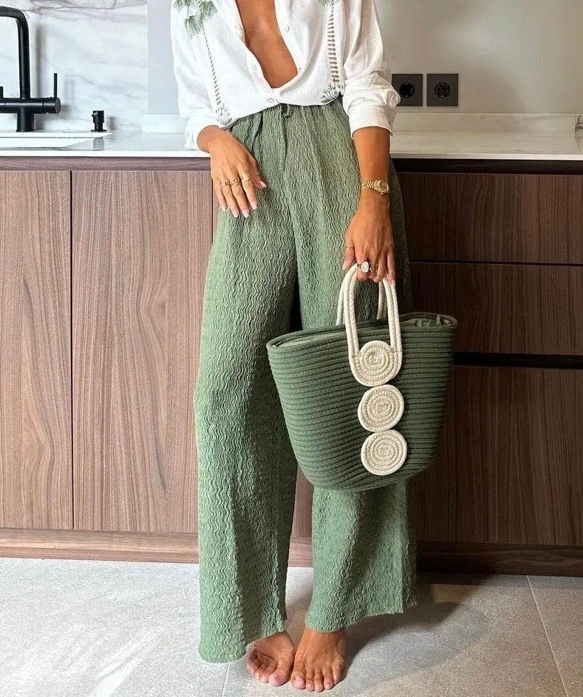 WEITE SOMMERHOSE KHAKI-GRÜN