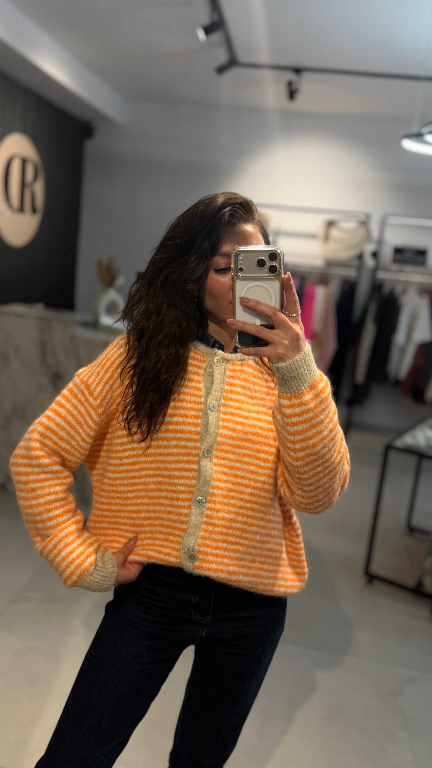 STRIPED COZY CARDIGAN