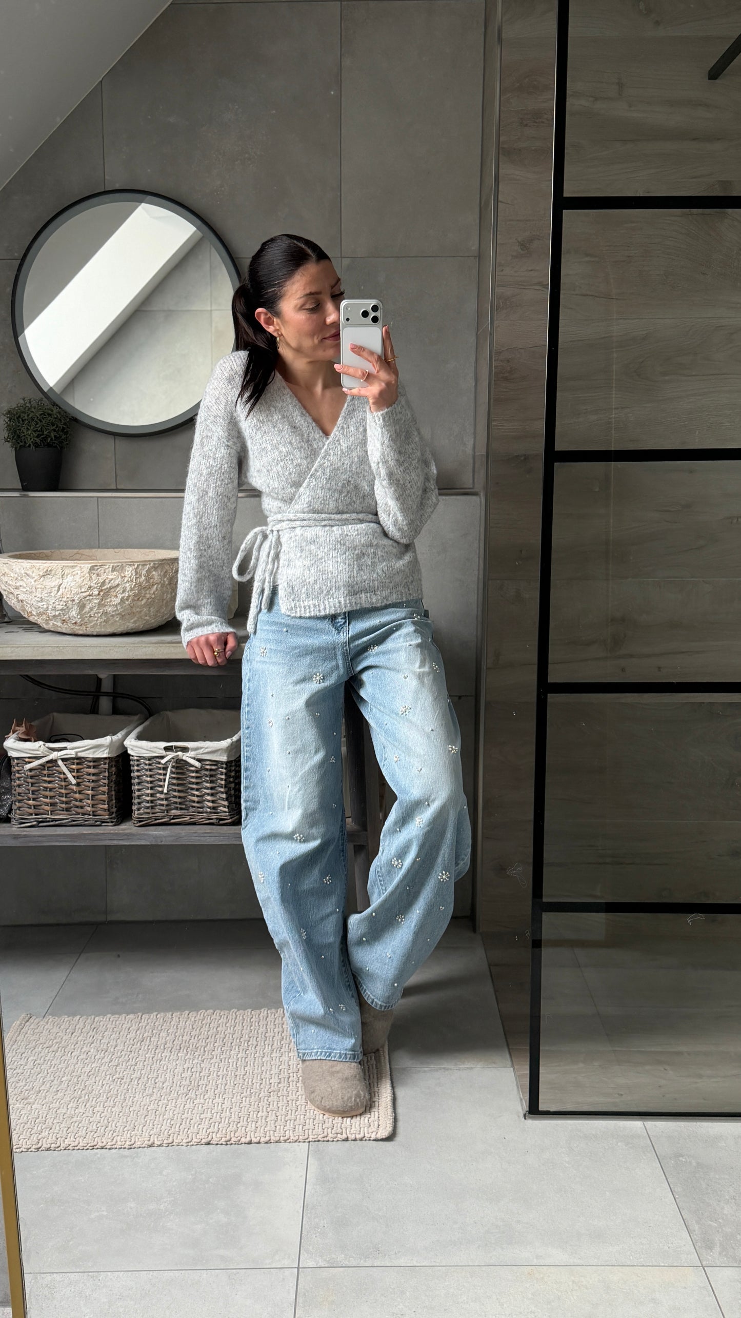 MILA WRAP CARDIGAN GREY