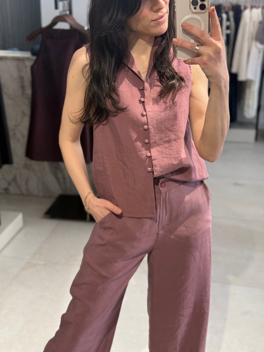 ÄRMELLOSE BLUSE – Rosé