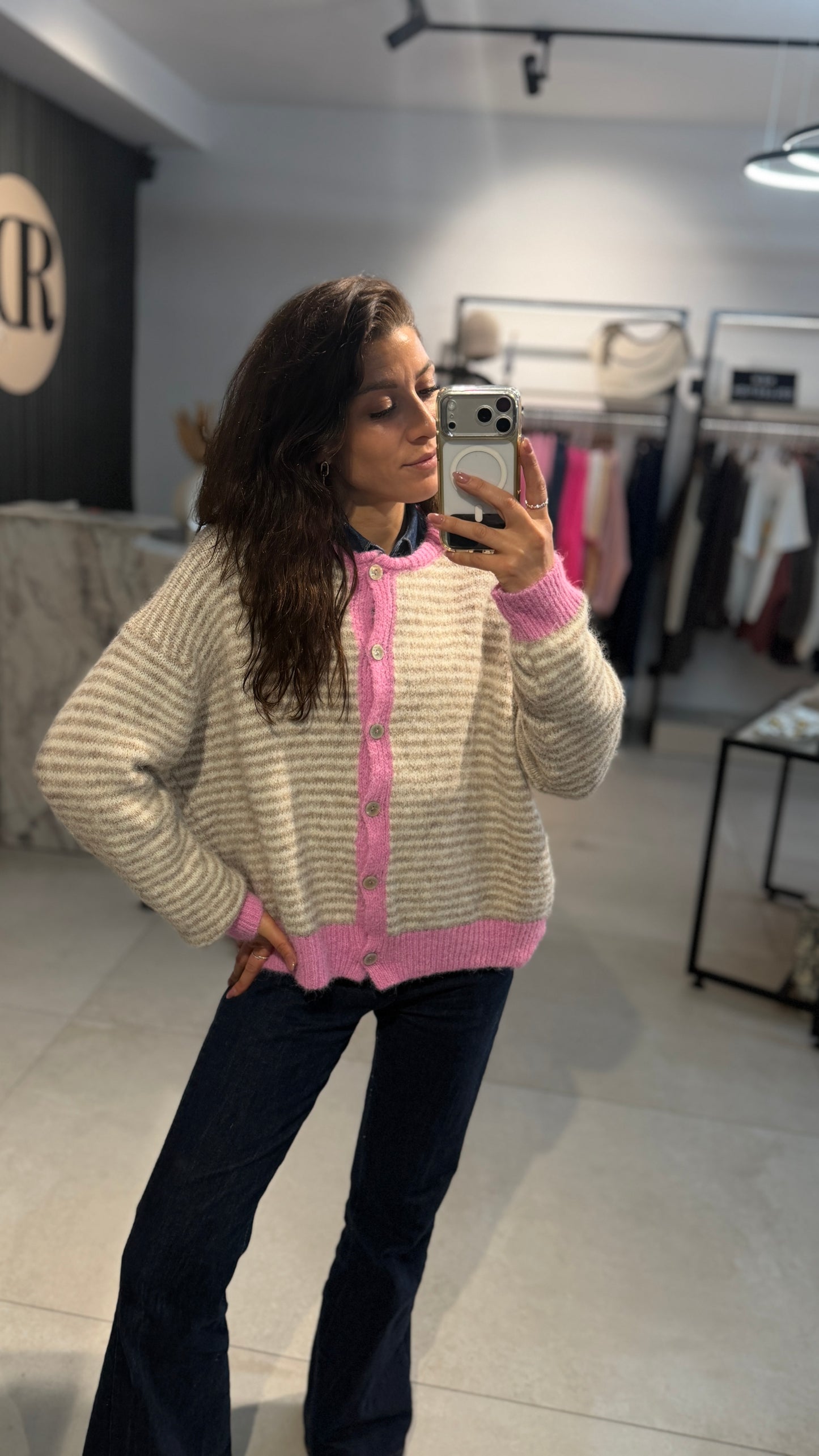 STRIPED COZY CARDIGAN