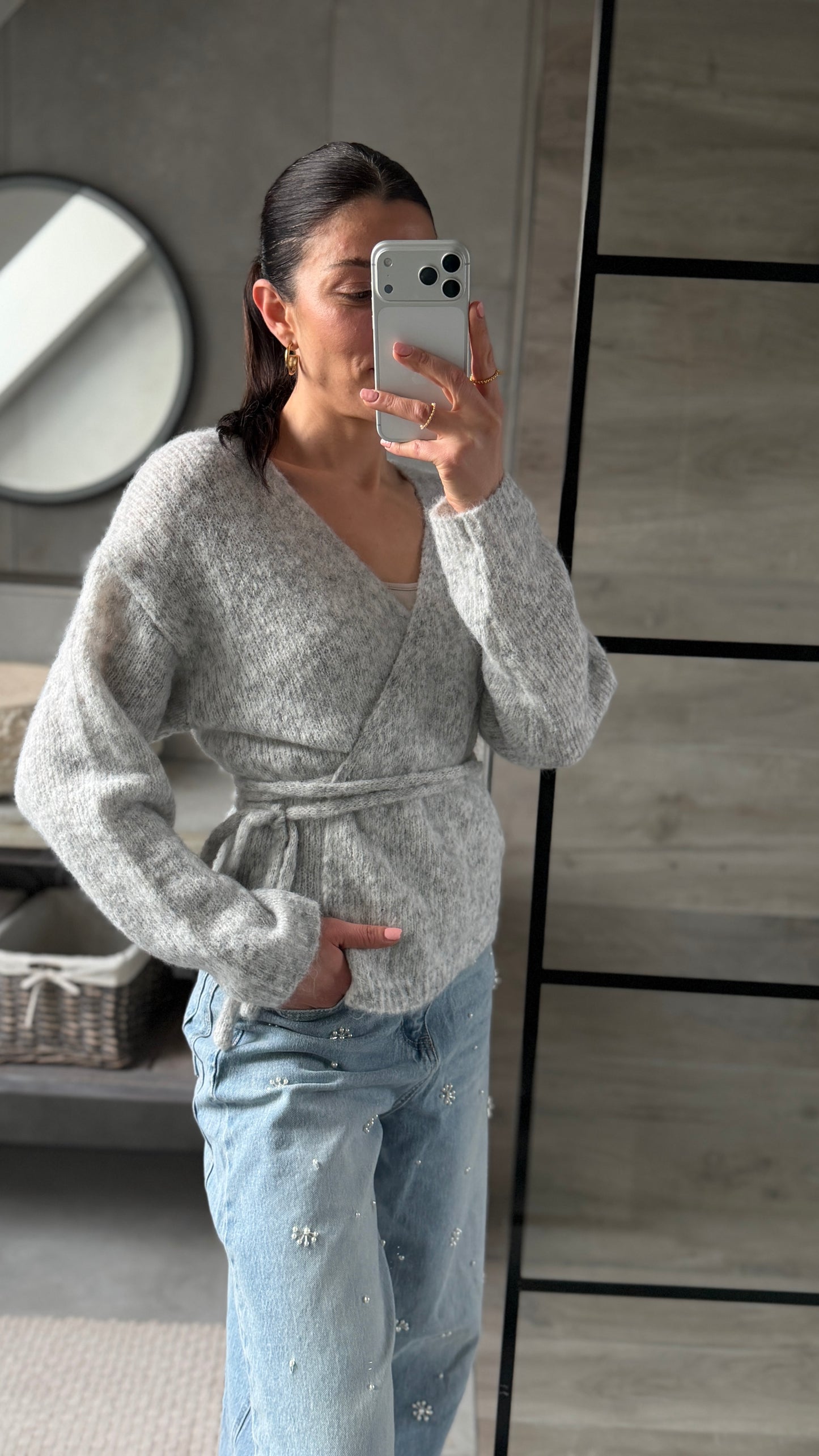 MILA WRAP CARDIGAN GREY