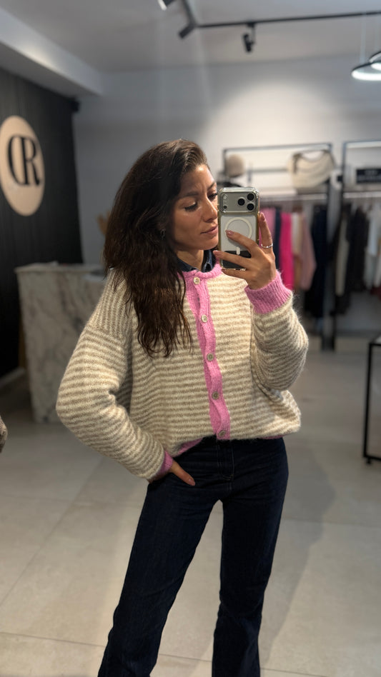 STRIPED COZY CARDIGAN
