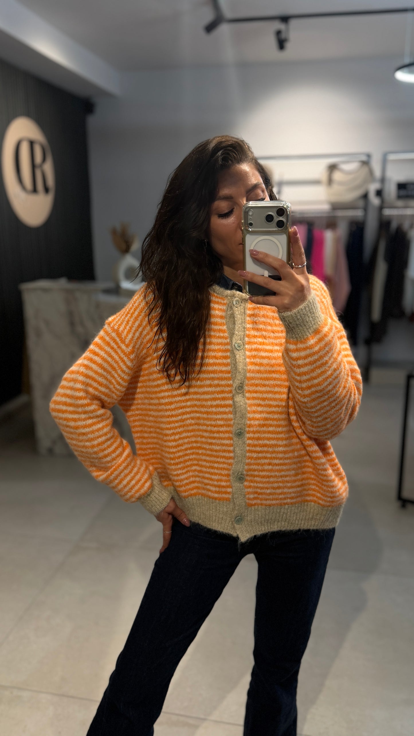 STRIPED COZY CARDIGAN