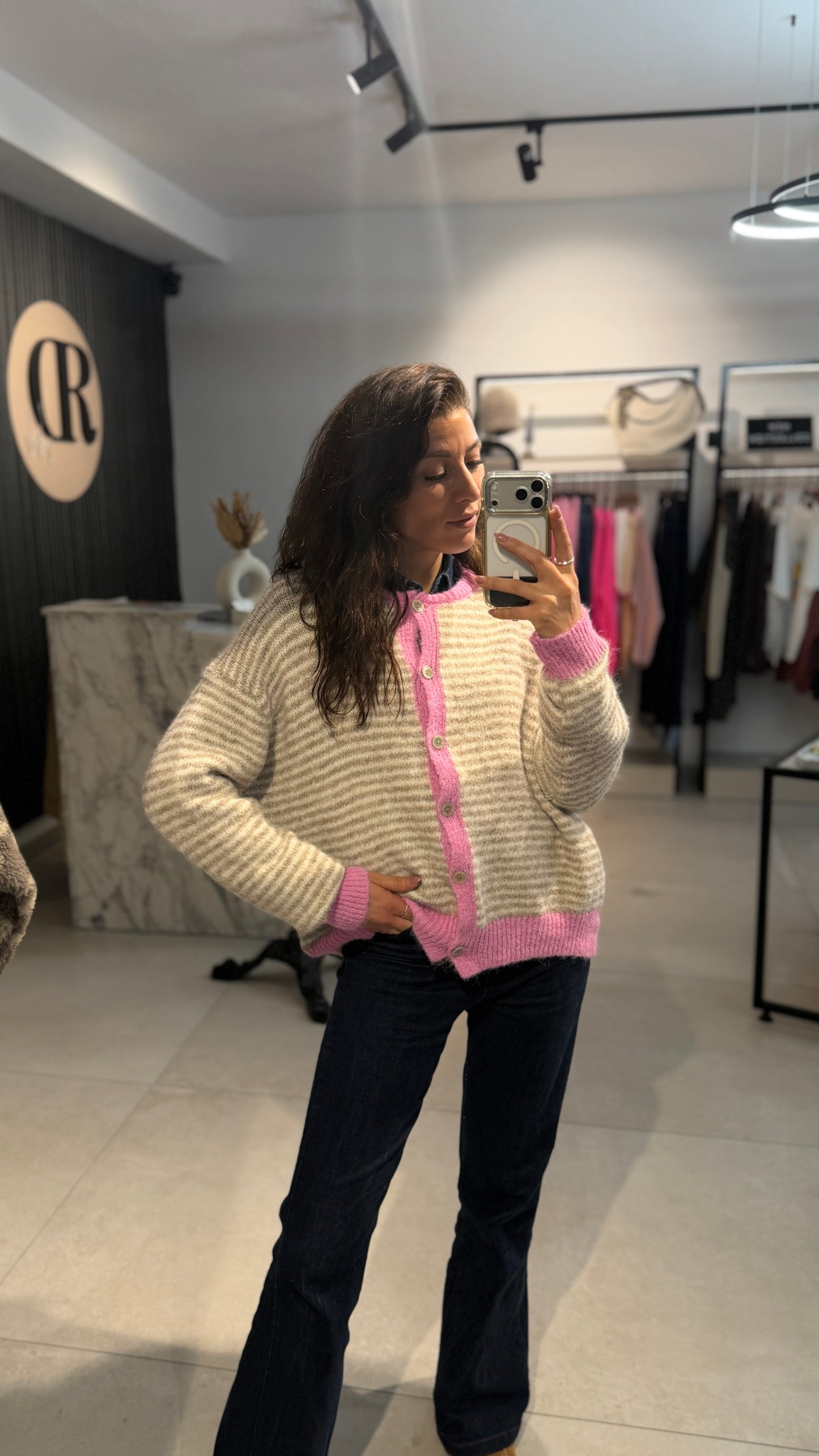 STRIPED COZY CARDIGAN