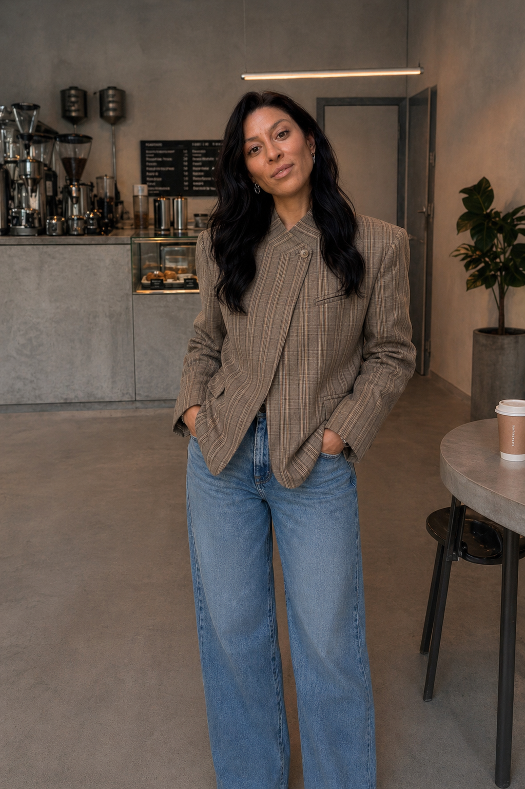 KARIERTER BLAZER BEIGE