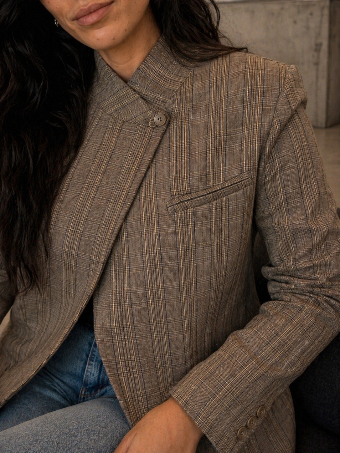 KARIERTER BLAZER BEIGE