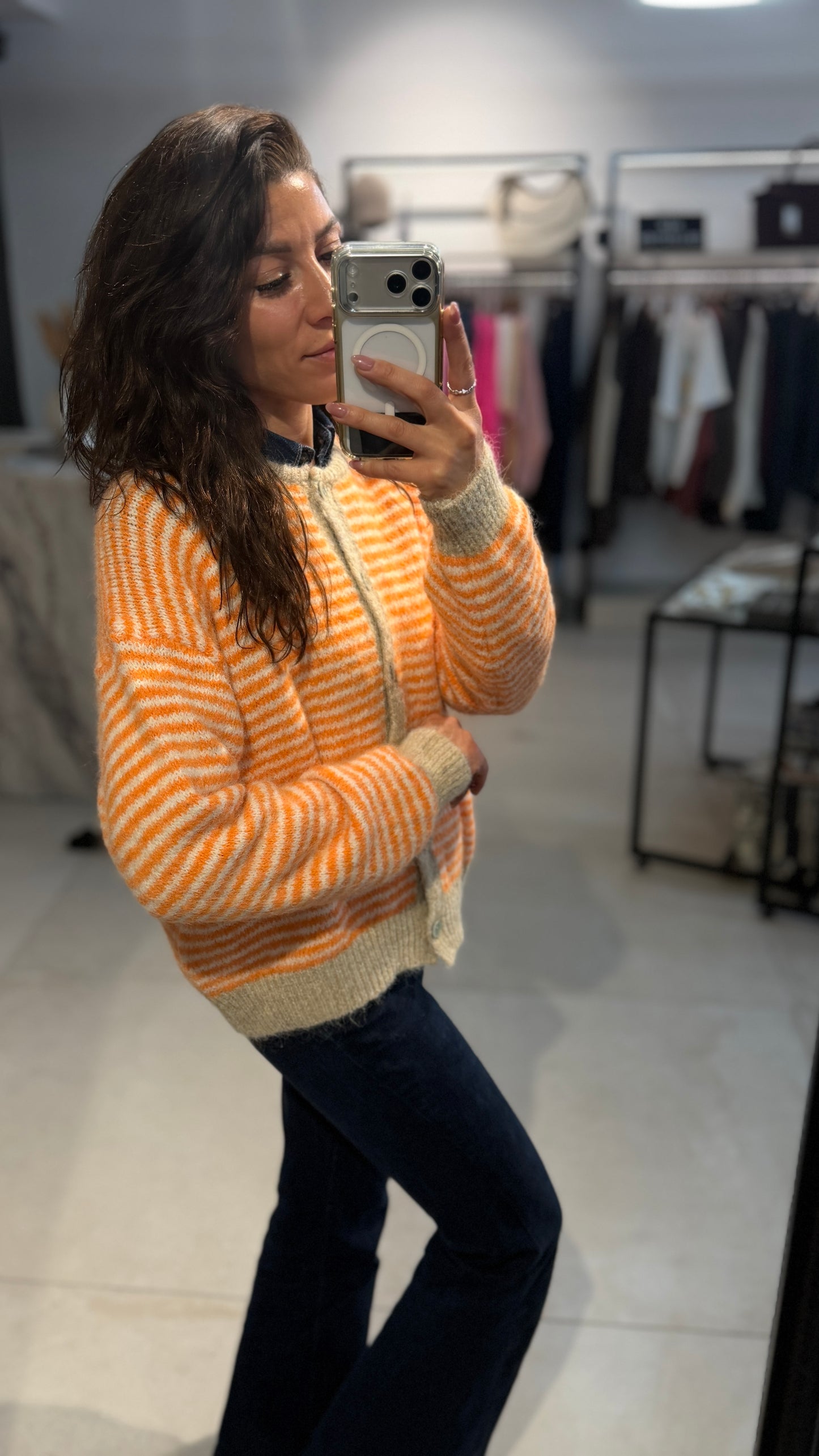 STRIPED COZY CARDIGAN